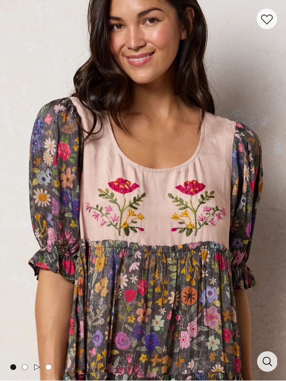 NATURAL LIFE Floral Maxi Dress in Black with Pink Yoke - Picture 2 of 10